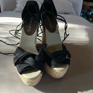 Wild Diva wedges with black Spartan type laces. Size 6 1/2. Like new